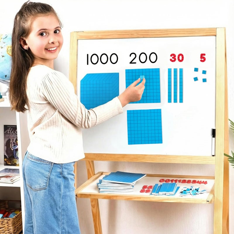 Simply magic 153 PCS Jumbo Magnetic Base Ten Blocks - Place Value Blocks - Math Manipulatives K-3 for Elementary Classroom, Number Blocks, Math Counters for Kids, Counting Cubes, Base 10 for 1st 2nd 3rd Grade - Image 2